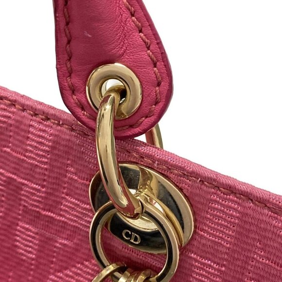 Auth DIOR/ChristianDior Cannage Stitch Pink Jacquard Leather Handbag - Picture 10 of 16